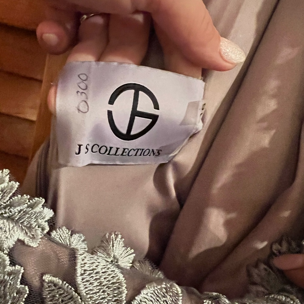 Js Collections One-Shoulder Overlay Gown, Steel, … - image 2